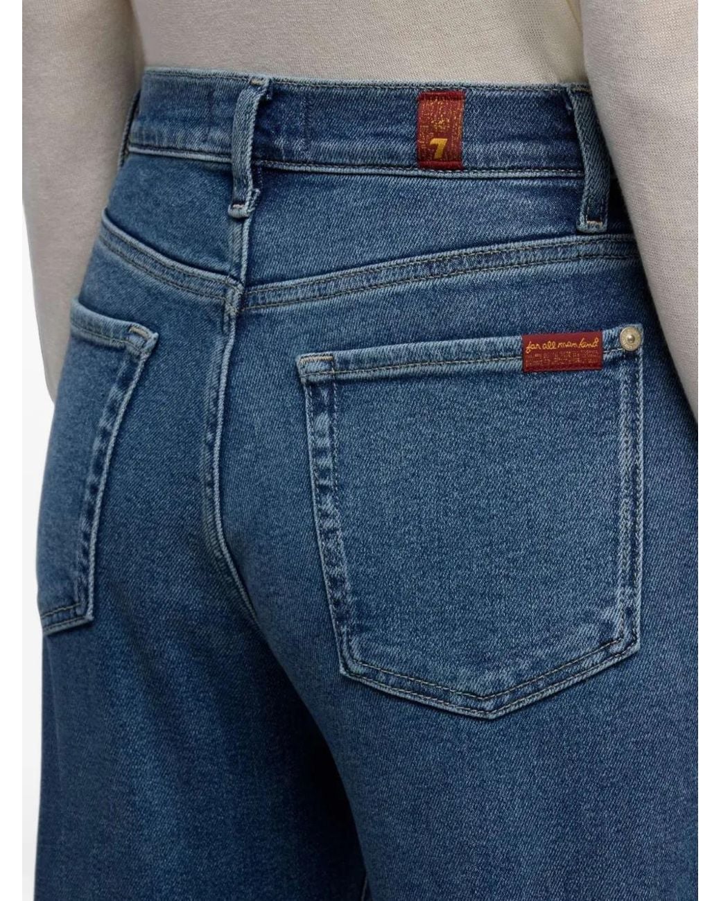7 For All Mankind Blue Wide-Leg Jeans