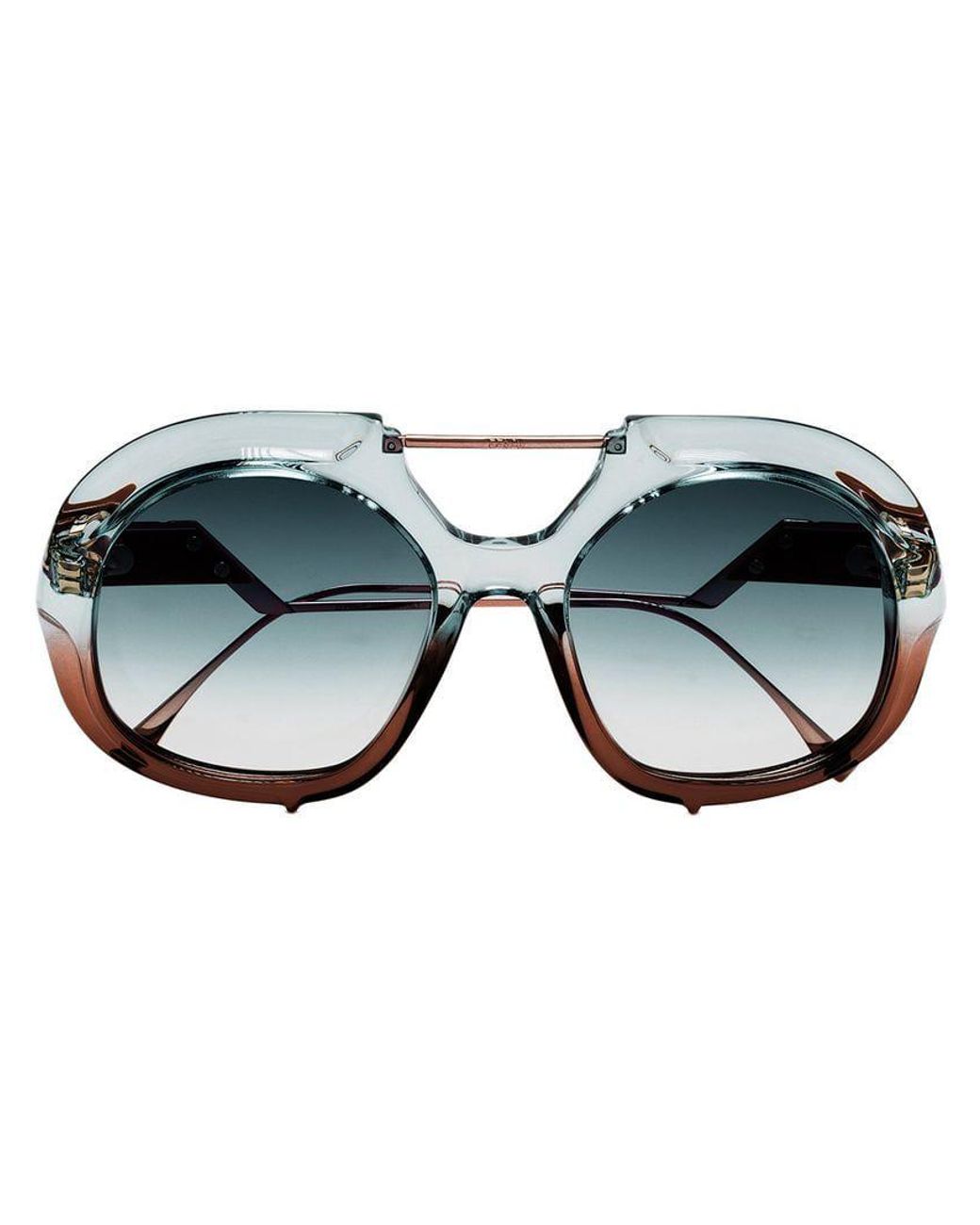 Fendi Blue And Brown Tropical Shine Aviator Sunglasses | Lyst UK