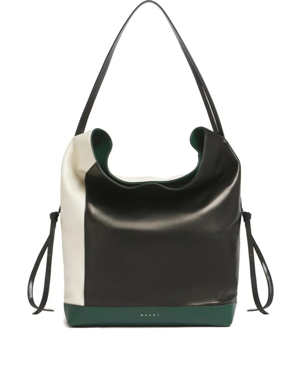 Marni Black Leather Pod 2.0 Large Shoulder Bag