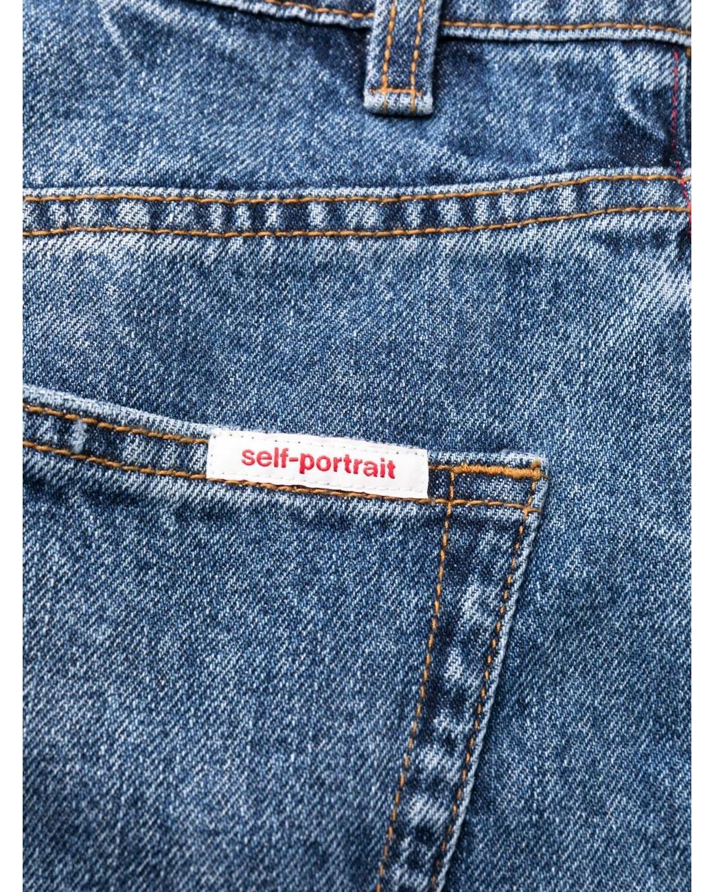Self-Portrait Blue Wide-leg Jeans
