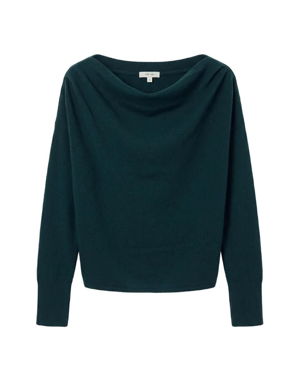 The Sei Green Asymmetric Draped Sweater