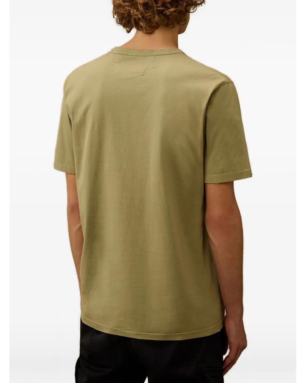 C P Company Gray Mercerized Jersey 70/2 Gasato Short Sleeve Patch T-Shirt for men