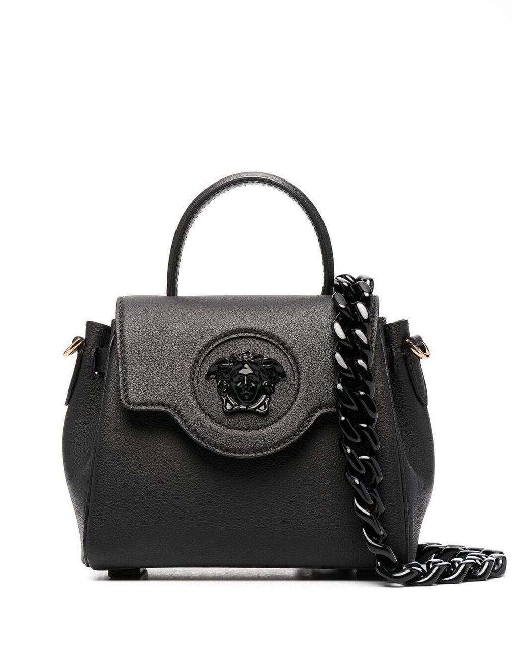 Versace Leather La Medusa Shoulder Bag in Black - Lyst