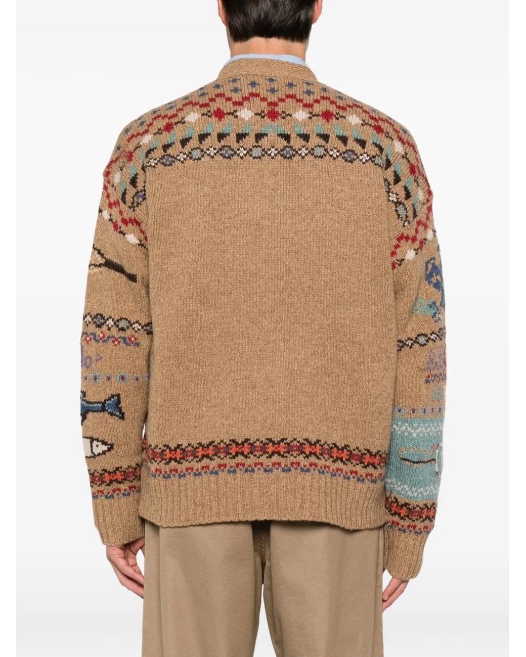 Polo Ralph Lauren Natural Intarsia-Knit V-Neck Cardigan for men