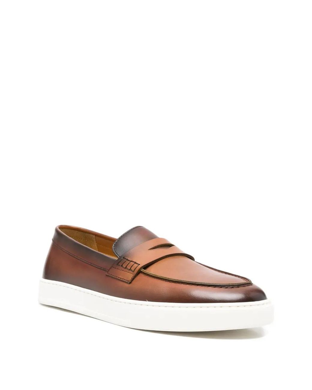 Doucal's Brown Mocassins En Cuir À Empiècements for men