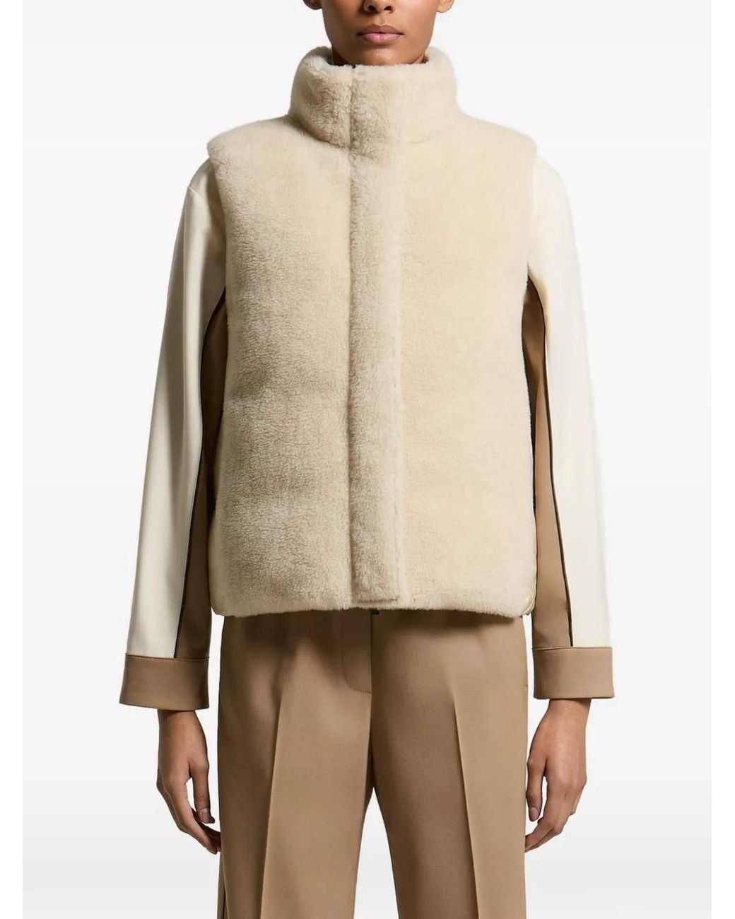 Peserico Natural Shearling-Panel Quilted Gilet