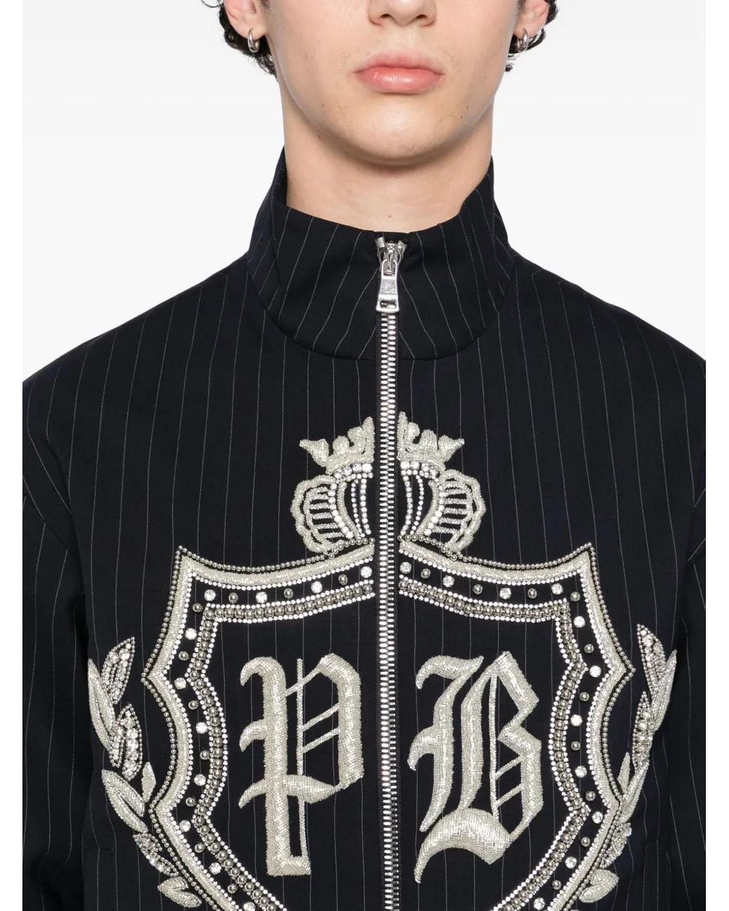 Balmain Black Crystal-Embellished Jacket for men