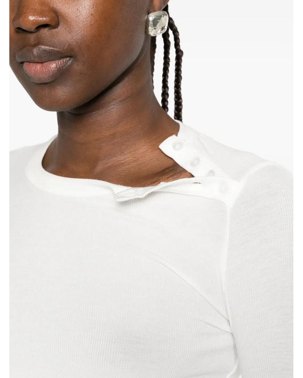 Dondup White Button-Detail Long-Sleeve T-Shirt