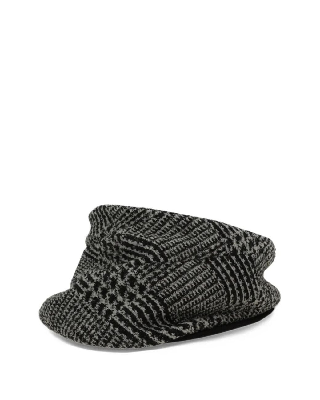 Junya Watanabe Black Houndstooth-Pattern Flat Bucket Hat