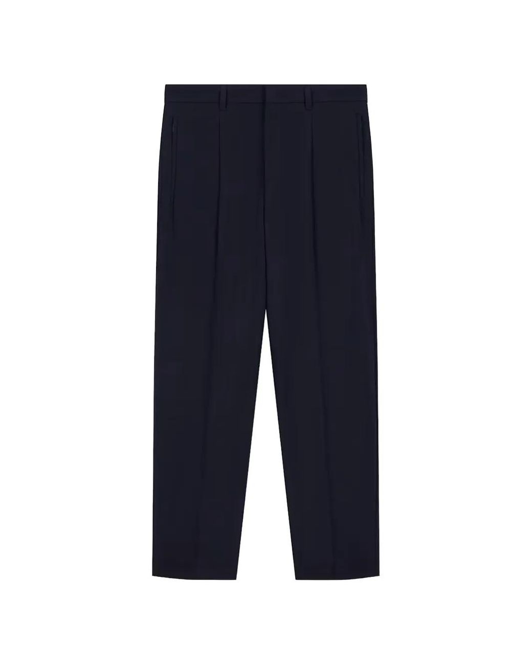 Emporio Armani Blue Pleated-Detail Tailored Trousers for men