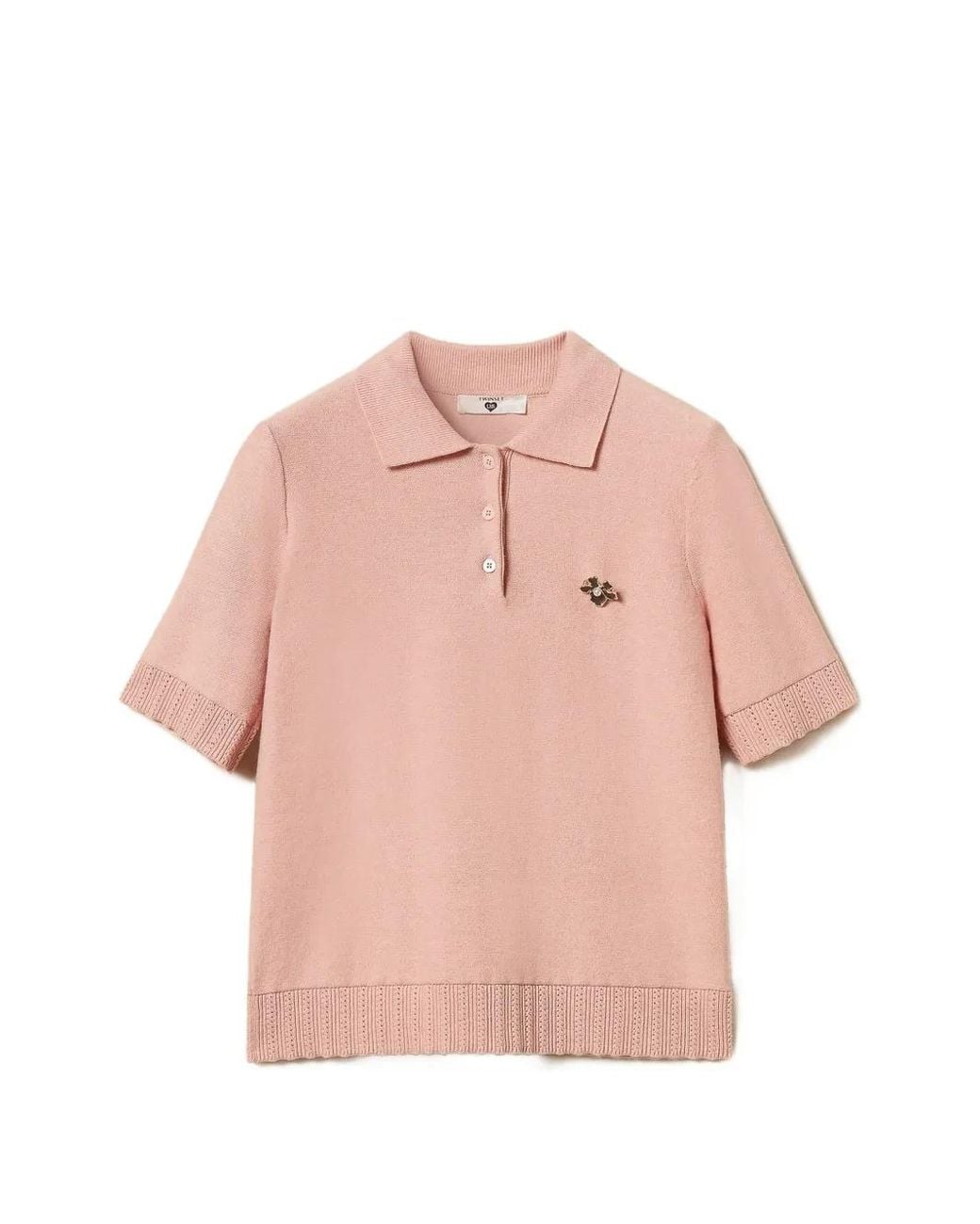 Twinset Pink Polo Shirt With Brooch