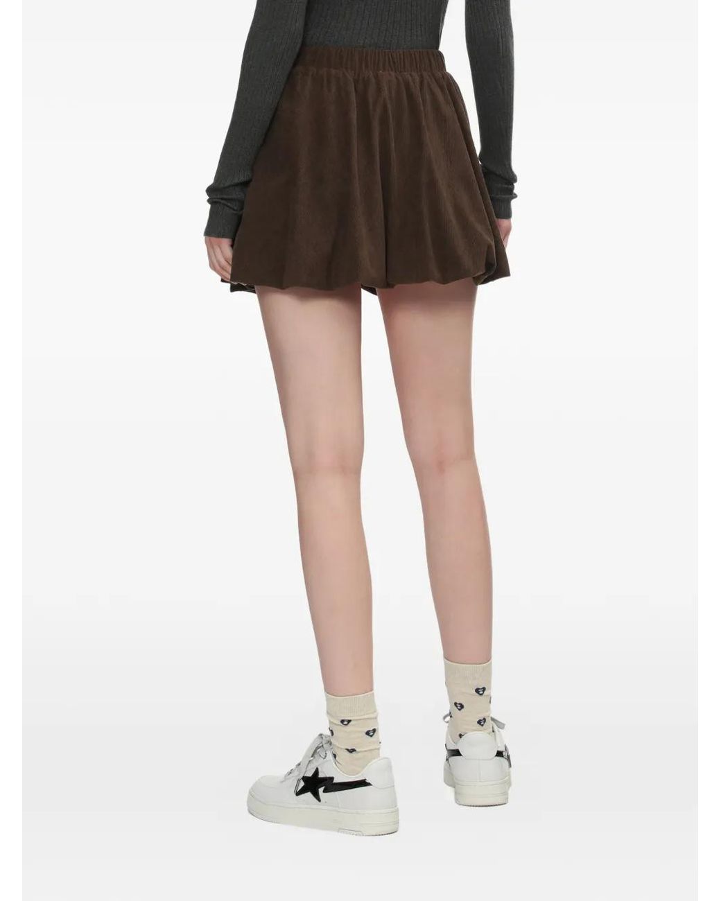 AAPE BY A BATHING AP Ribfluwelen Flared Rok in het Brown