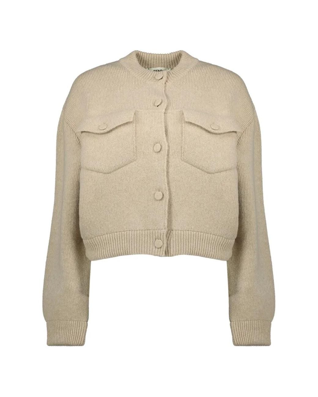 Fendi Natural Buttoned-Flap Pocket Fitted Jacket
