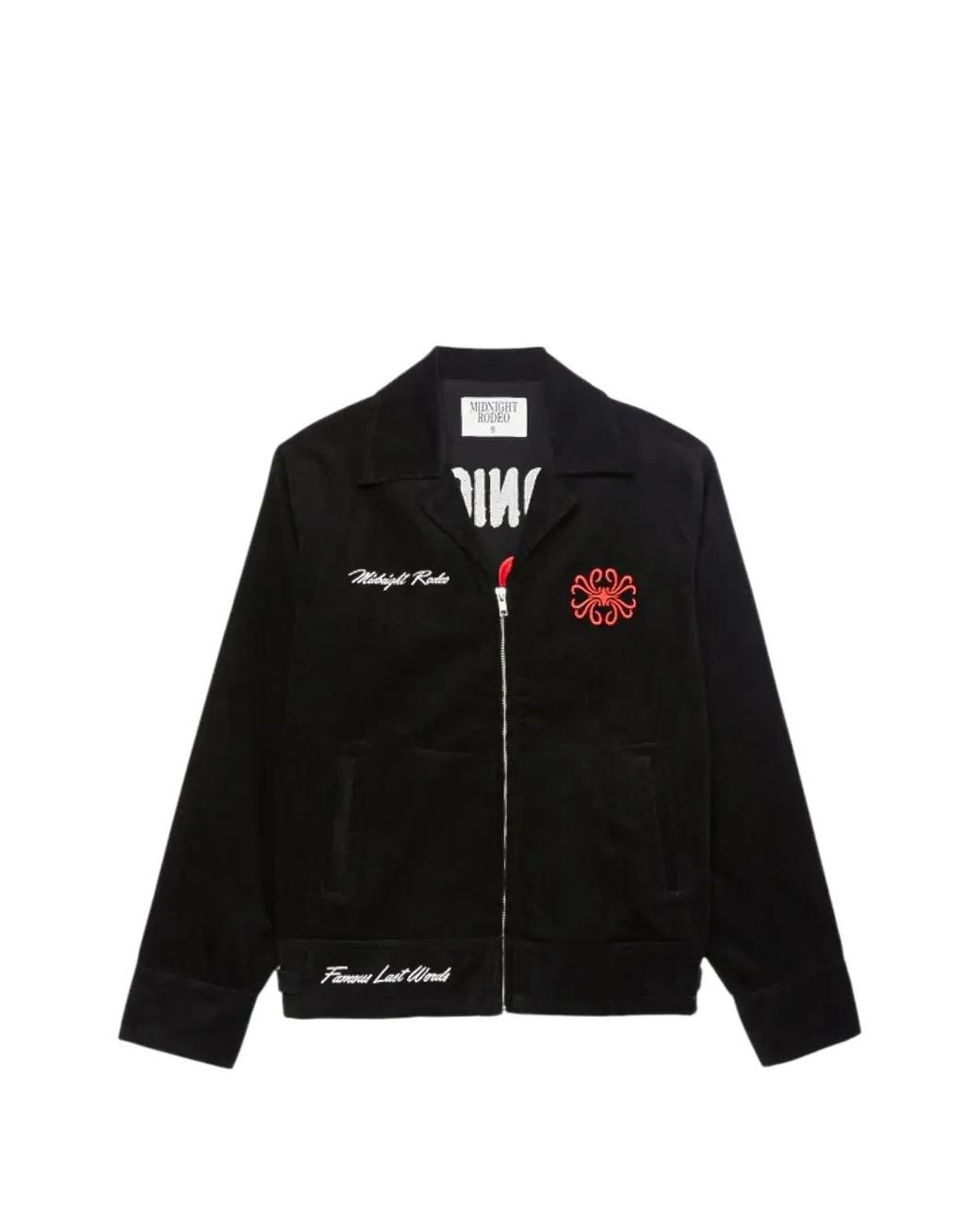 MIDNIGHT RODEO Black Corduroy Embroidered Jacket for men