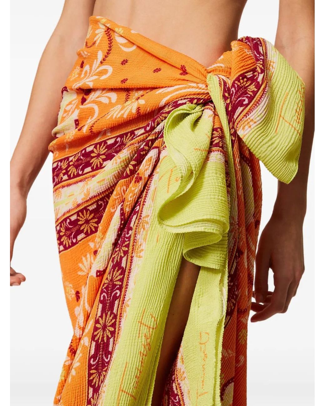 Twinset Orange Embossed Sarong With Print