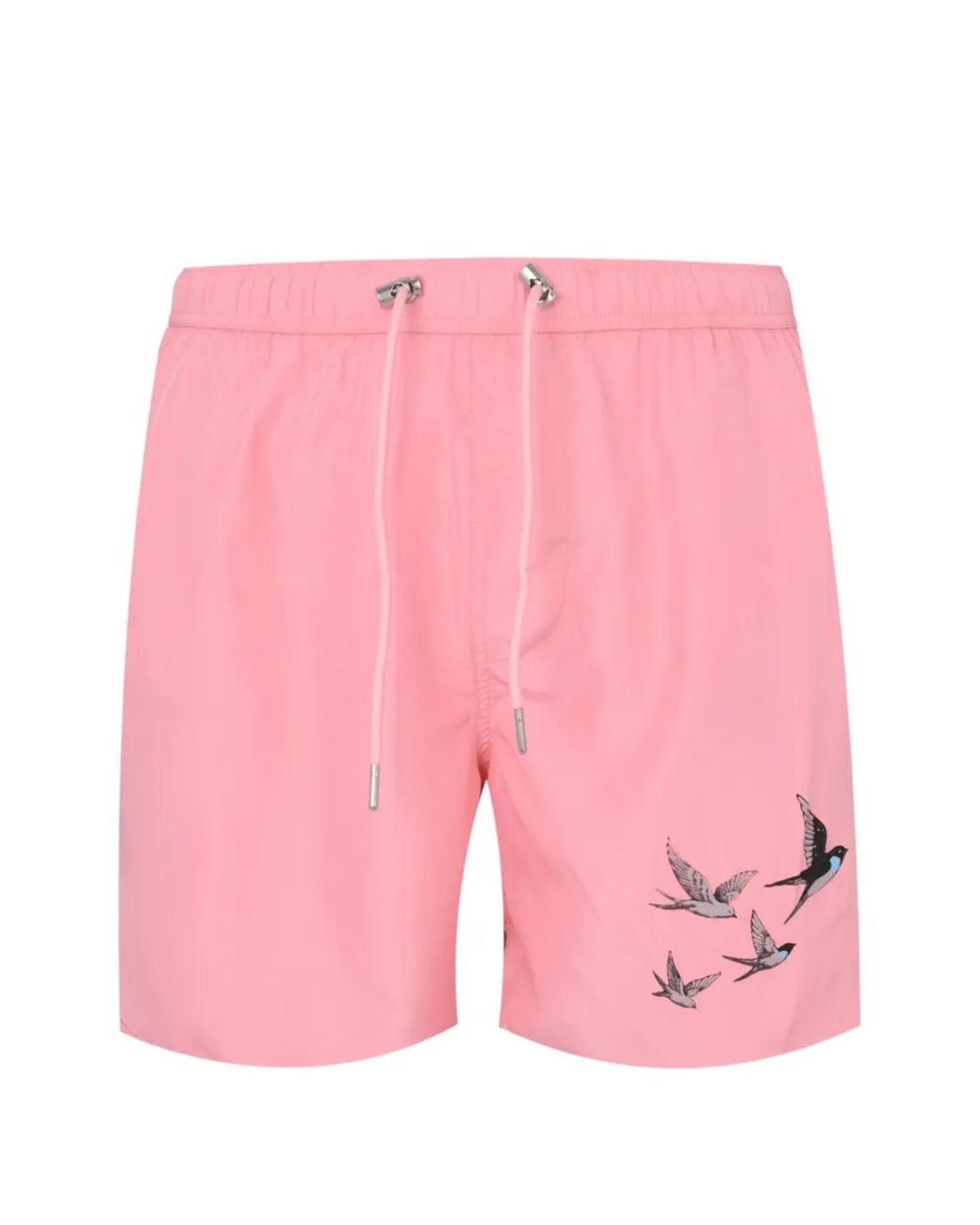 Exit Society Pink Bird-Print Swim Shorts for men
