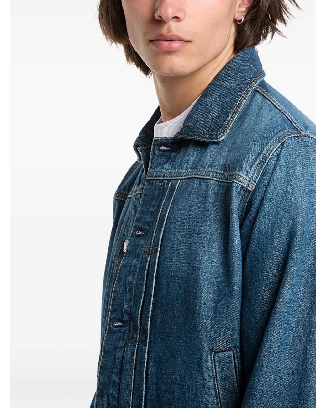 Guess Blue Veste En Jean À Patch Logo for men
