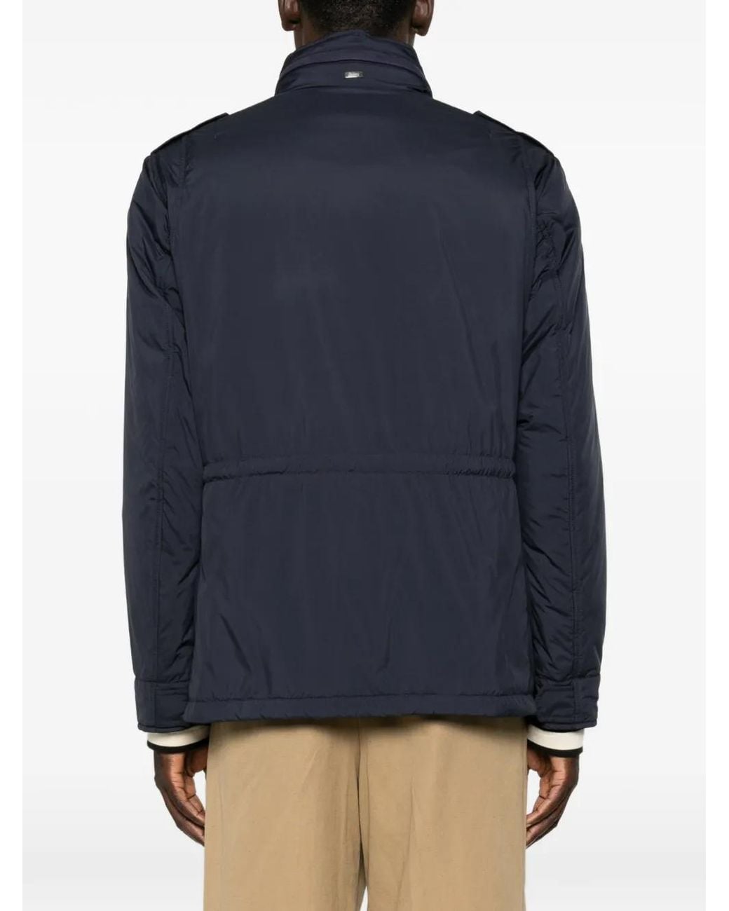 Herno Blue High-Neck Field Jacket for men