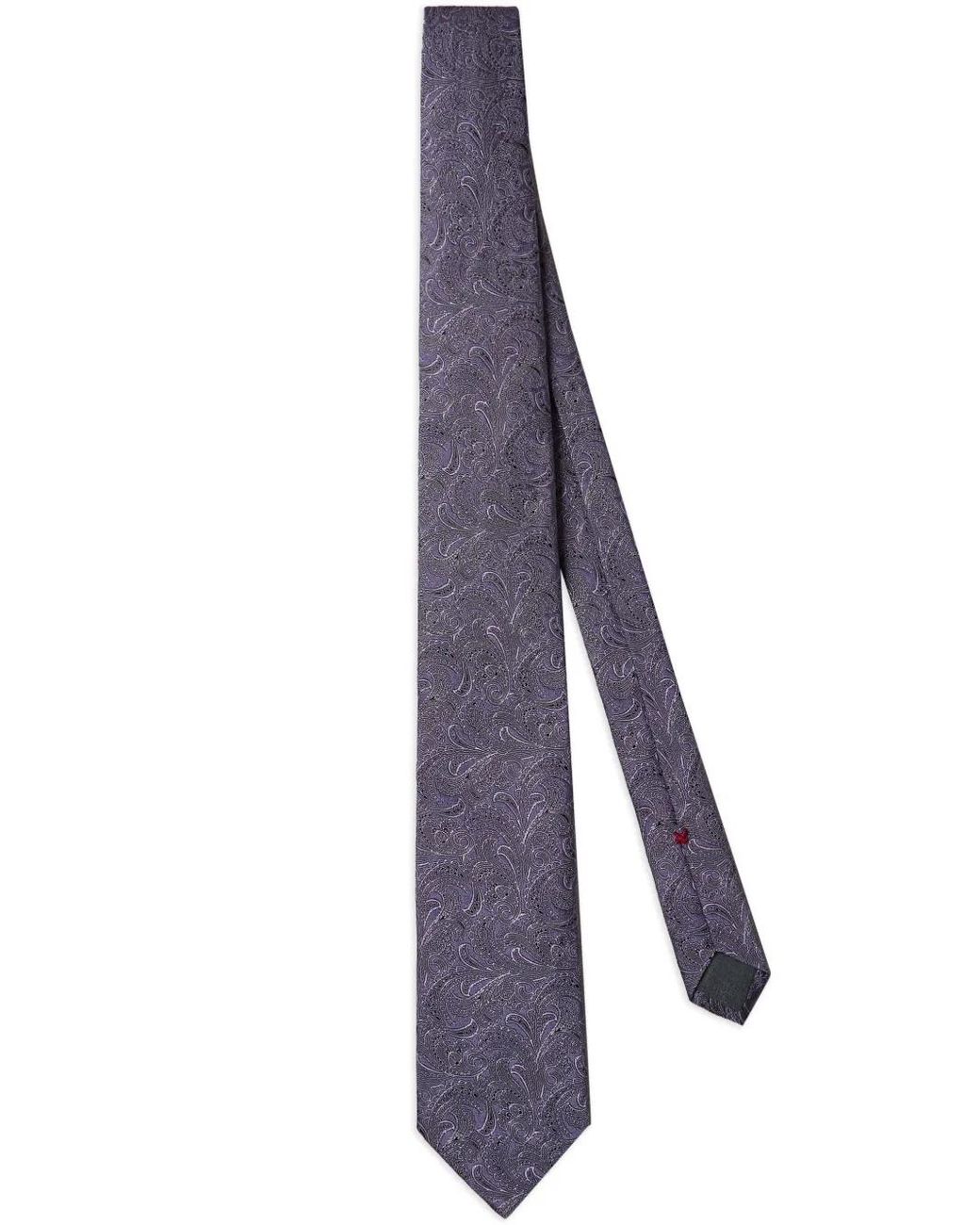 Brunello Cucinelli Purple Paisley-Pattern Silk Tie for men