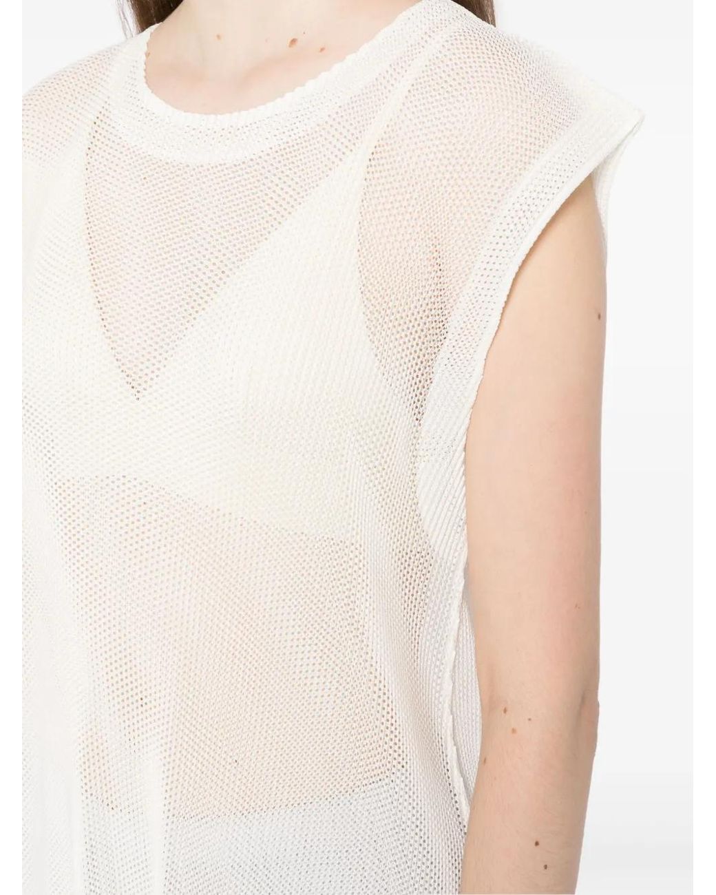 Pleats Please Issey Miyake White Tatami July Tank Top