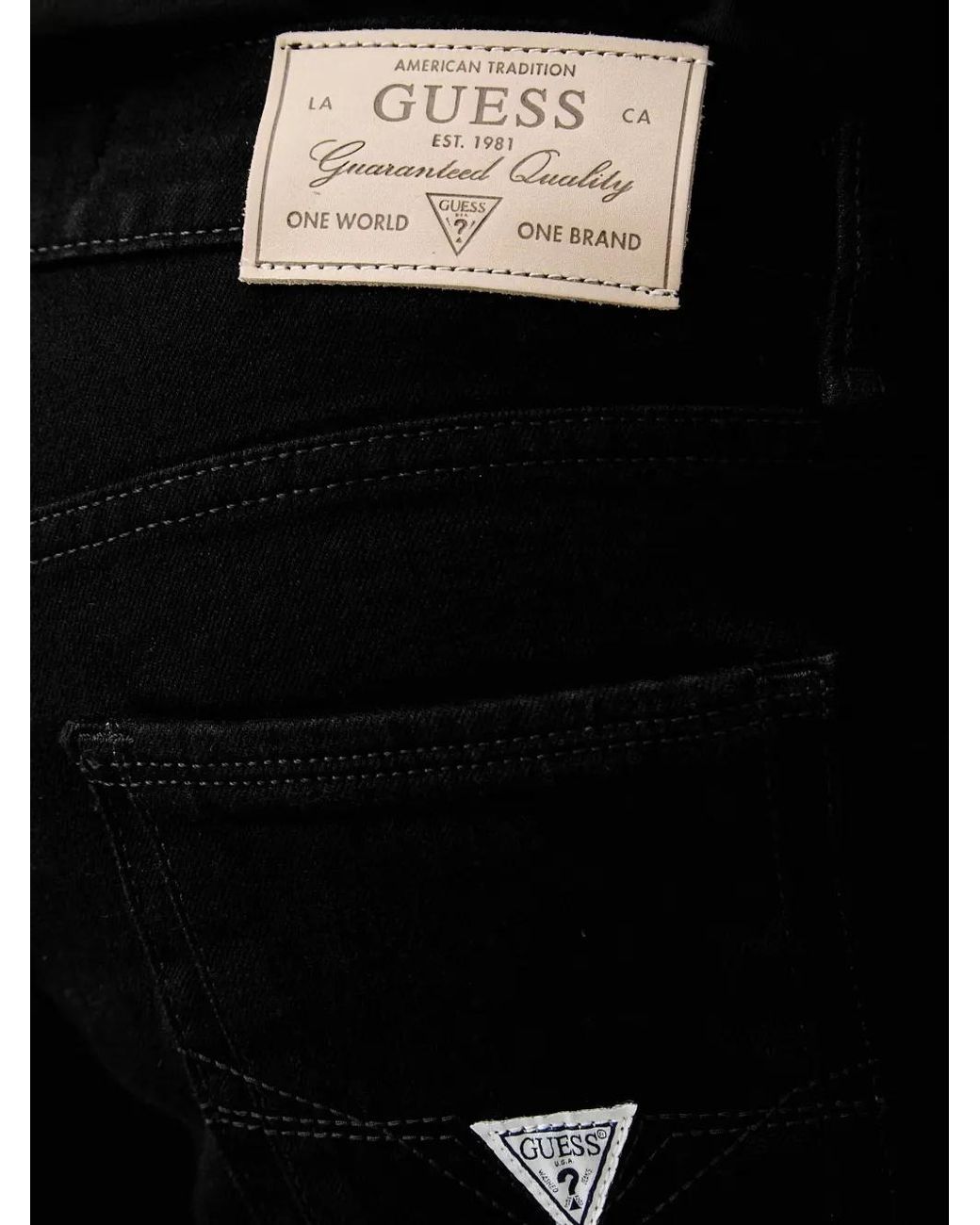 Guess Black Logo-Patch Slim-Fit Jeans for men
