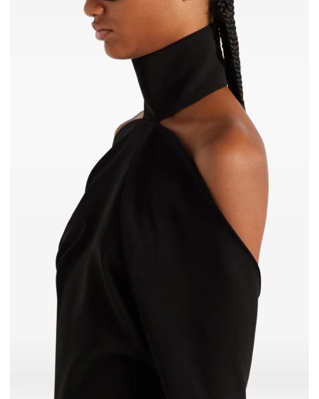 Courreges Black Courregès High-Neck Top With Cold-Shoulder Design