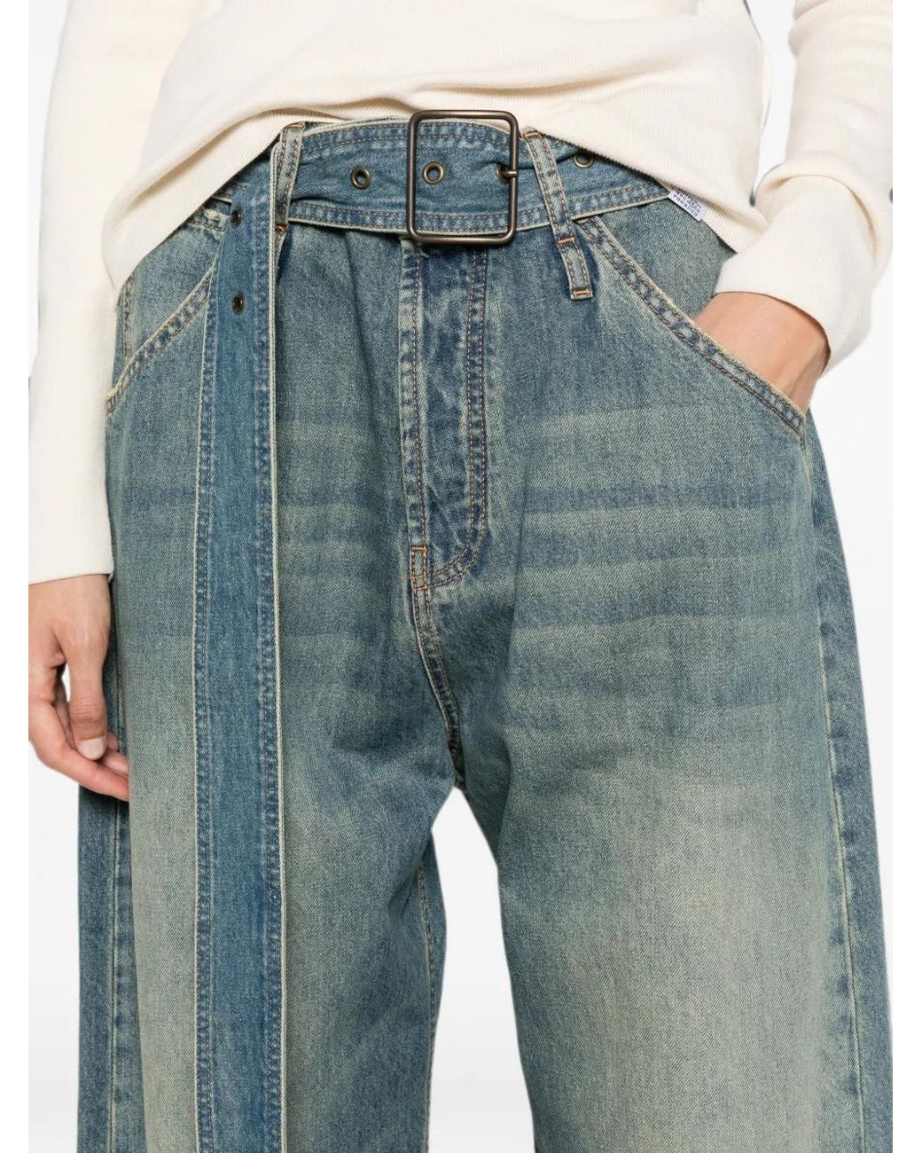DARKPARK Blue Belted Wide-Leg Jeans