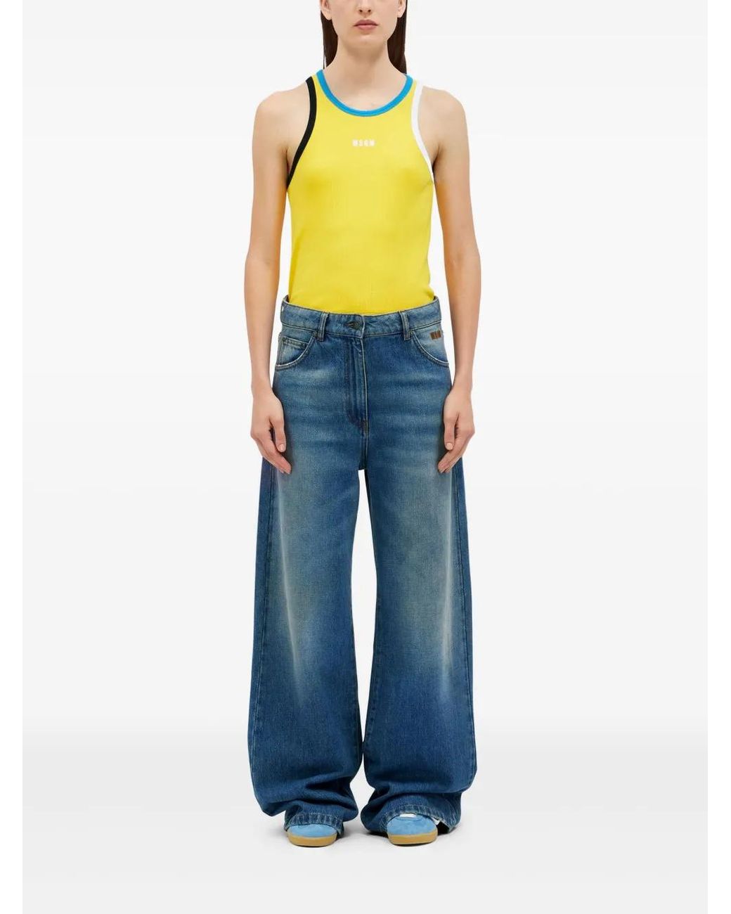 MSGM Blue Wide-Leg Jeans