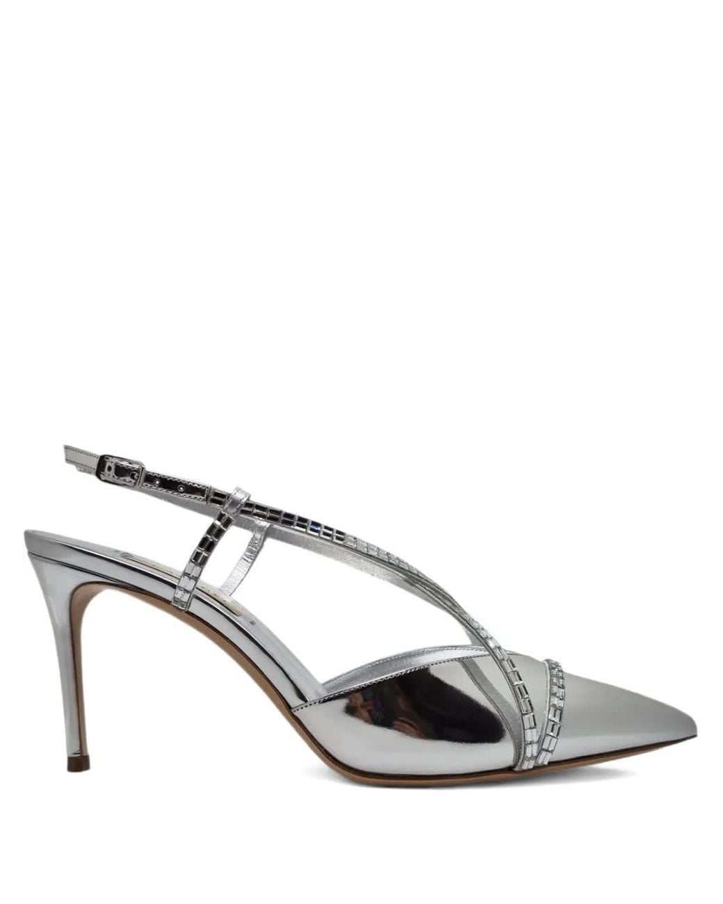 Casadei Metallic Crystal-Embellished Slingback Pumps