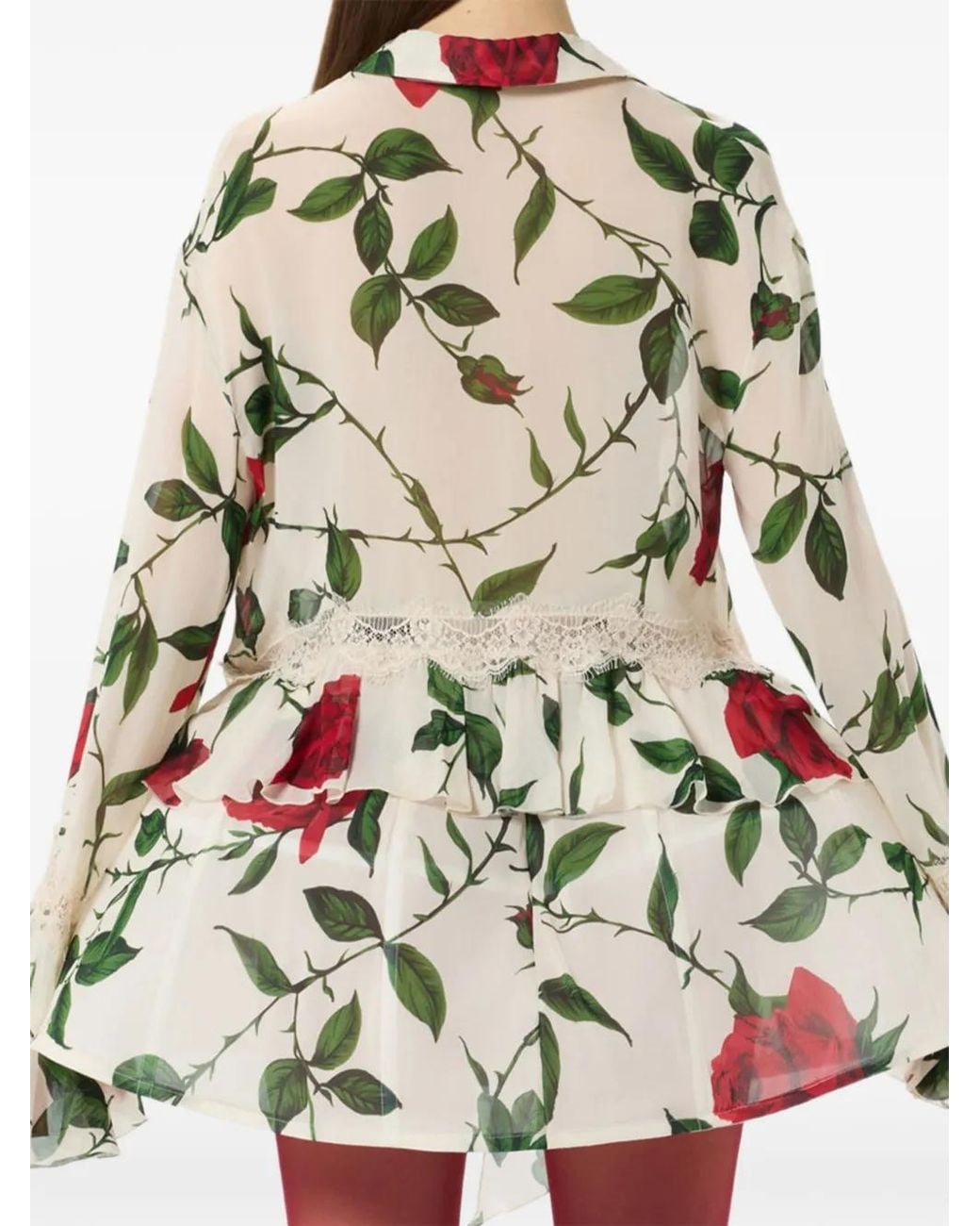 Blumarine White Chemise À Fleurs