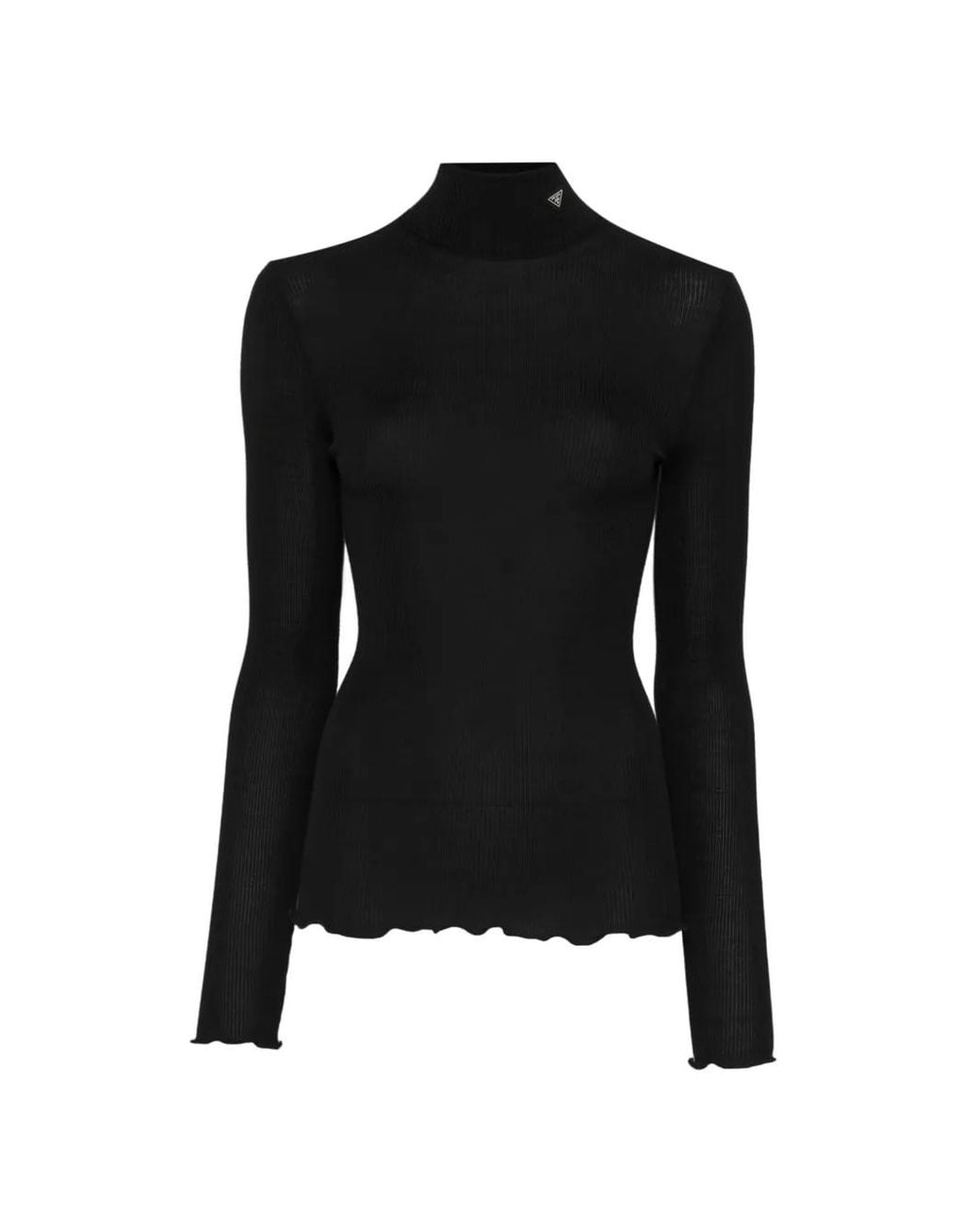 Prada Black Costina Ribbed-Knit High-Neck Wool Sweater