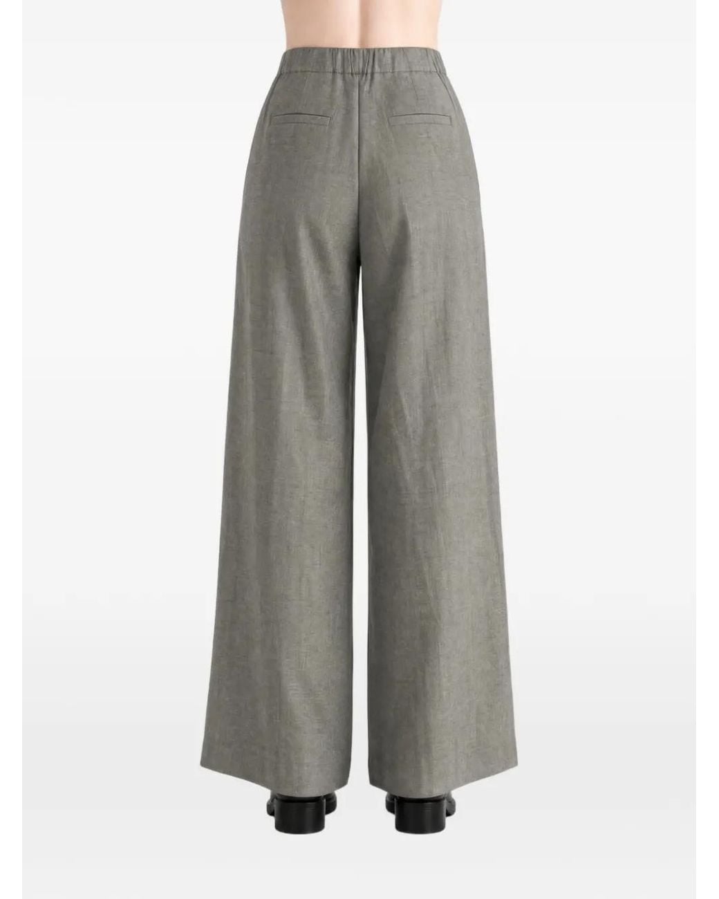 Amomento Gray Pleated Wide-Leg Trousers
