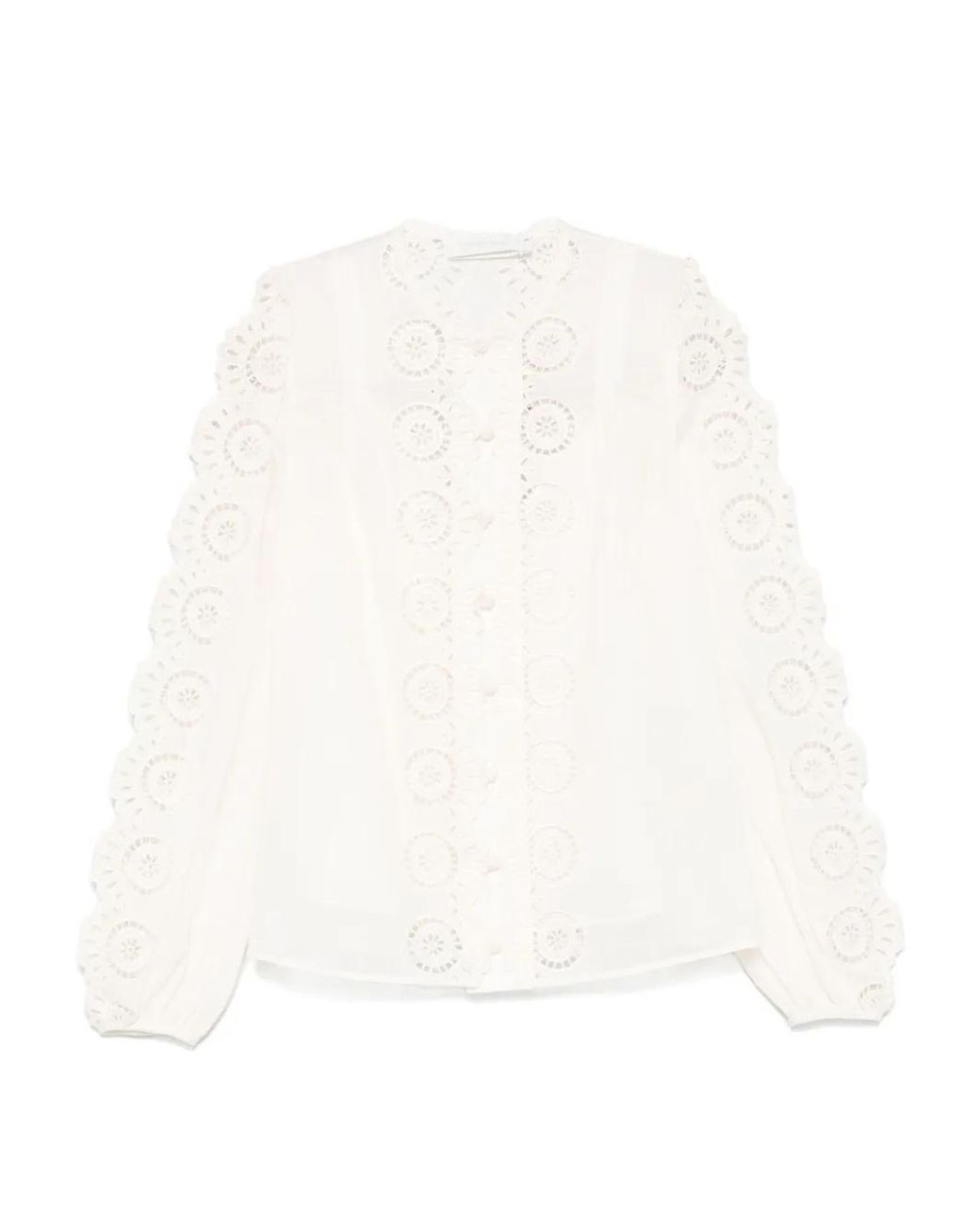 Zimmermann White Lucky Embroidered Blouse