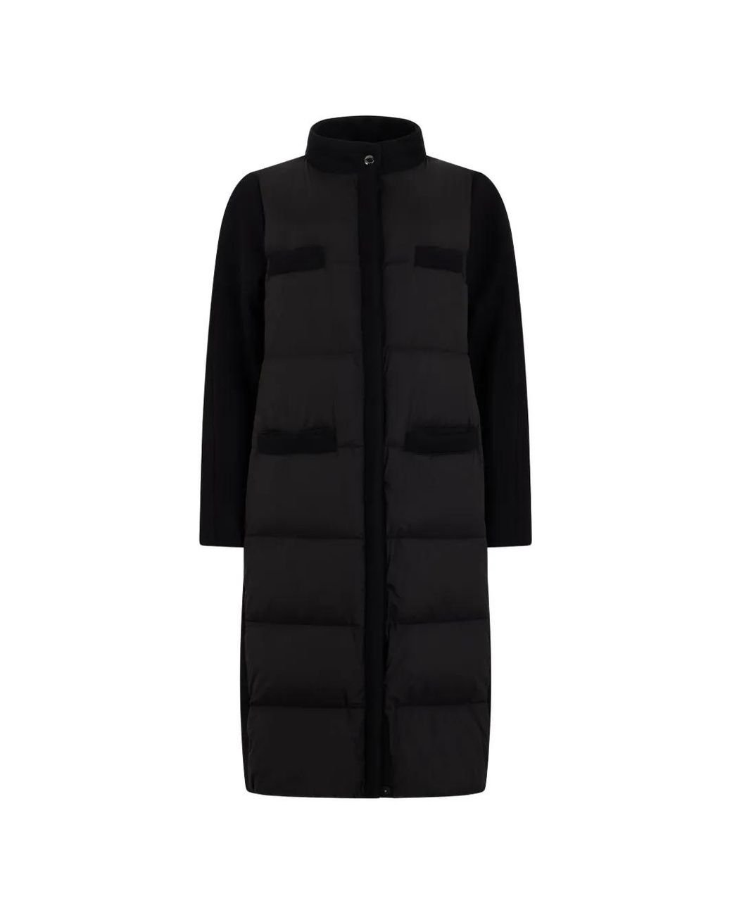 Moorer Black Padded Panelled Coat