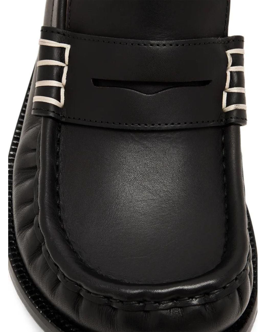 J.W. Anderson Black Contrast-Stitch Penny Loafers