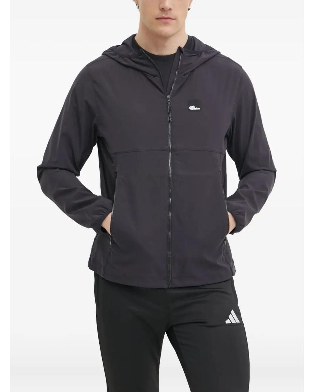 Jack Wolfskin Blue Terracade Hooded Zip-Fastening Jacket for men