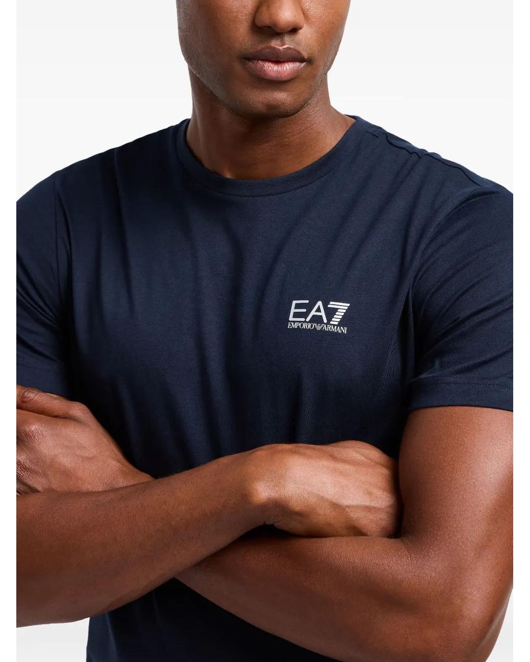 EA7 Blue Logo-Print T-Shirt for men