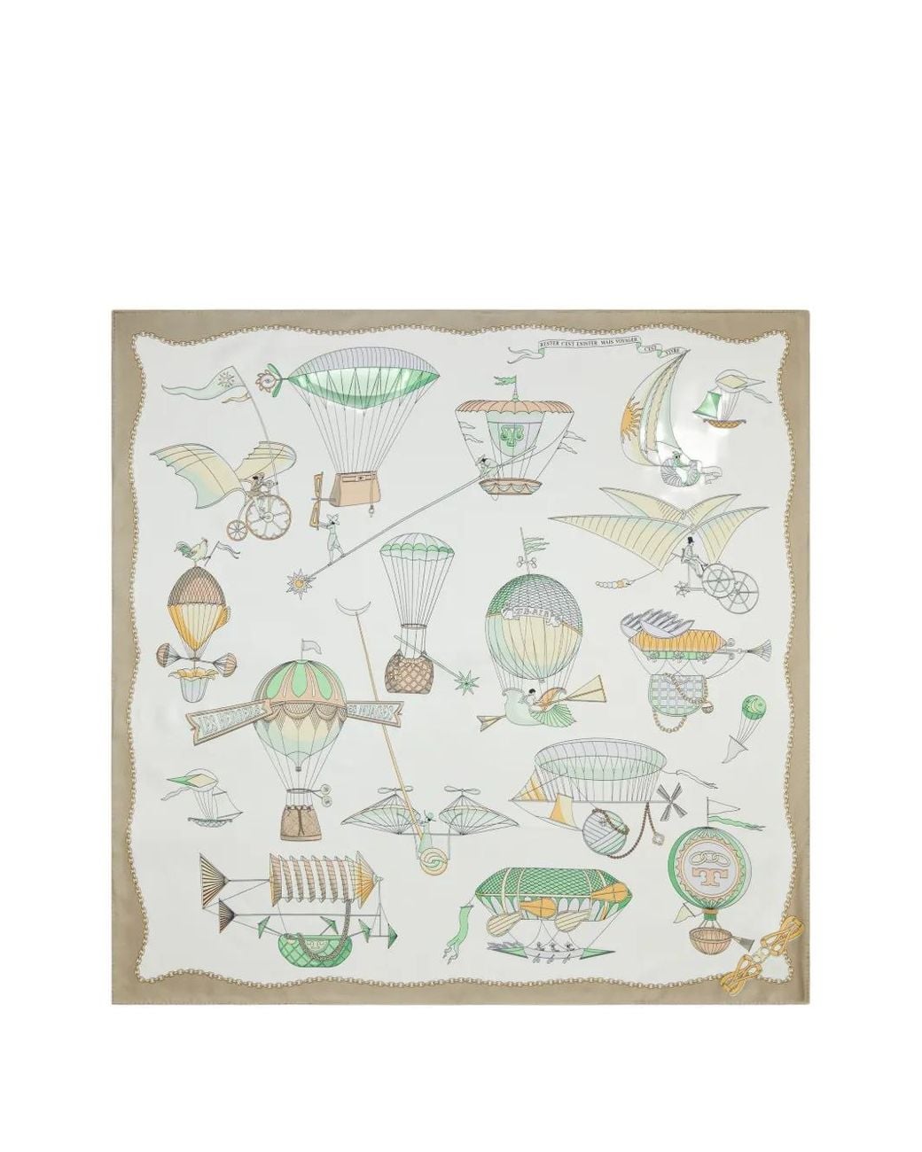 Tory Burch White Hot Air Balloon Silk Square Scarf