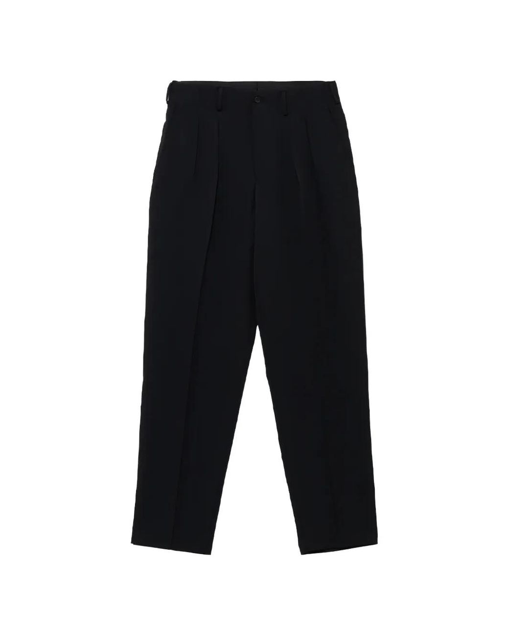 Yohji Yamamoto Black Pleated-Front Straight-Leg Trousers for men