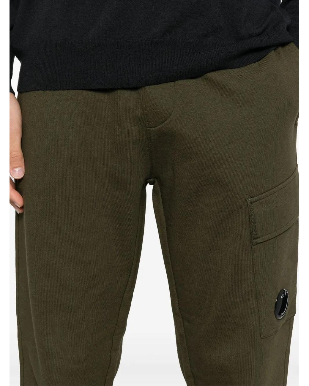 C P Company Green Lens-Detail Cargo Track Pants for men
