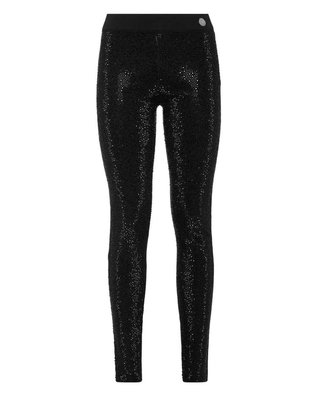 Philipp Plein Black Leggings Mix Strass