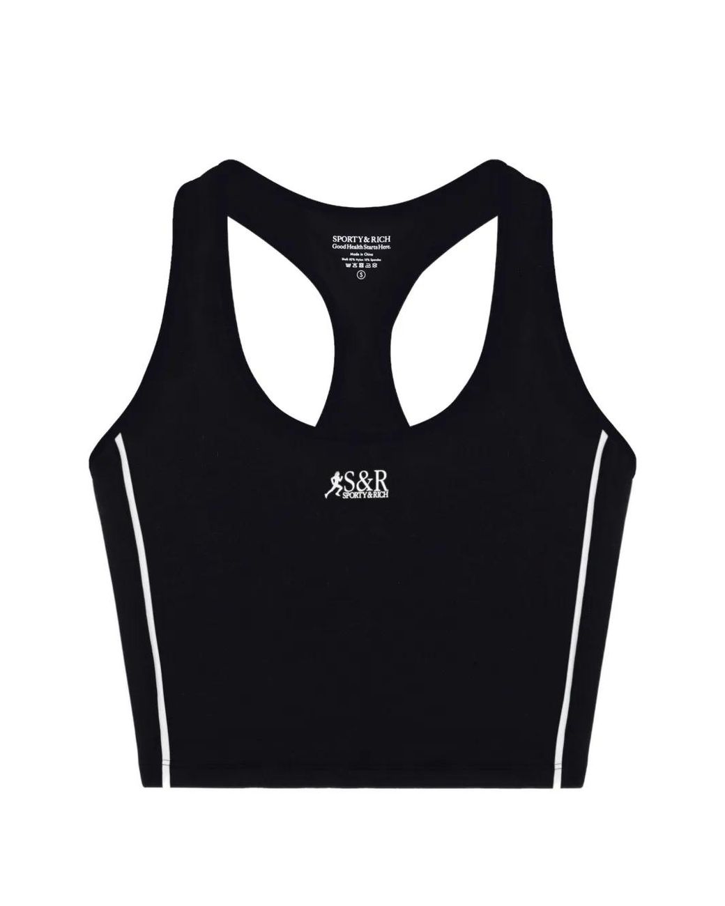 Sporty & Rich Black Sr Logo-Print Racerback Tank Top