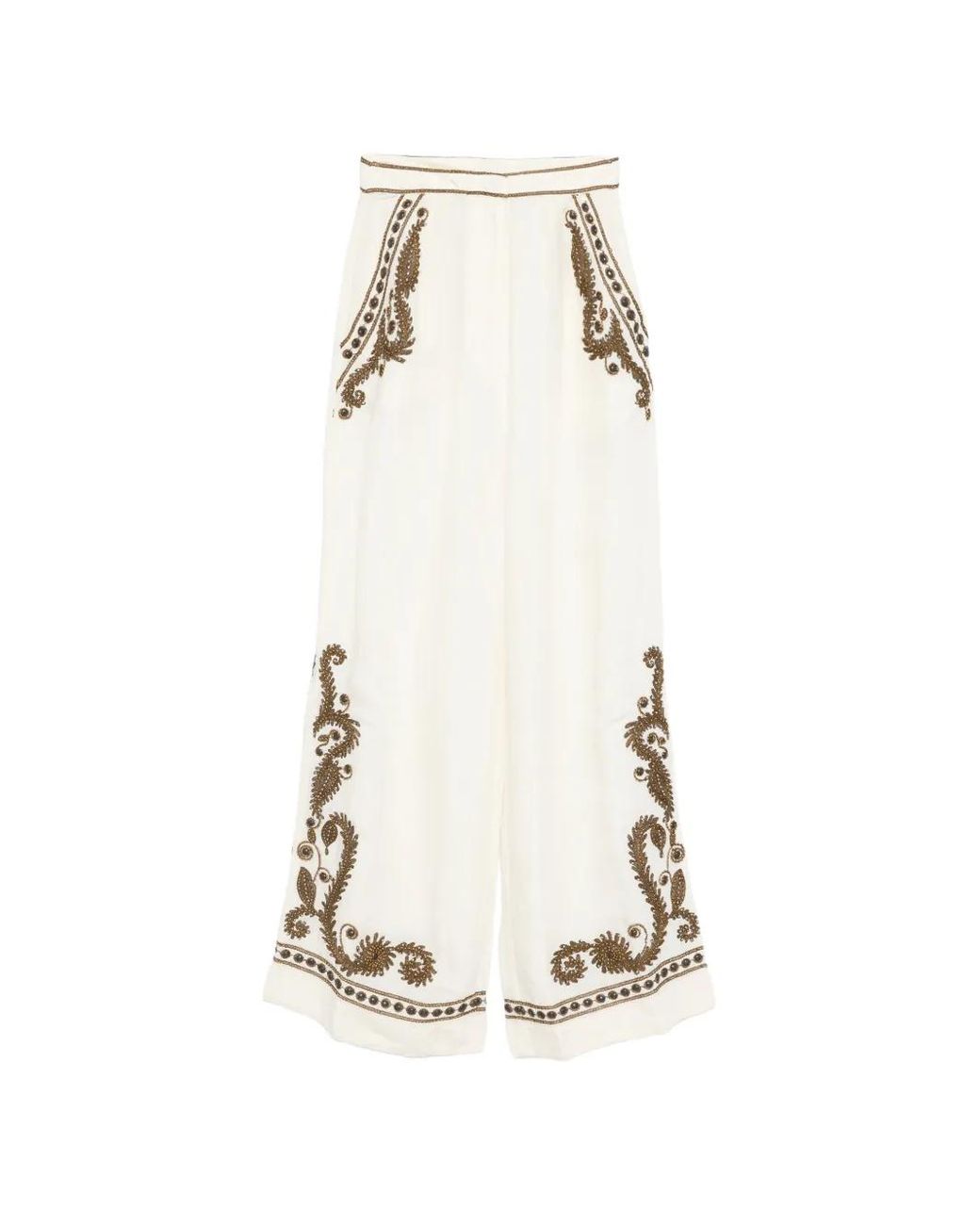 Scarlett Poppies White Taylen Beaded-Embellished Trousers