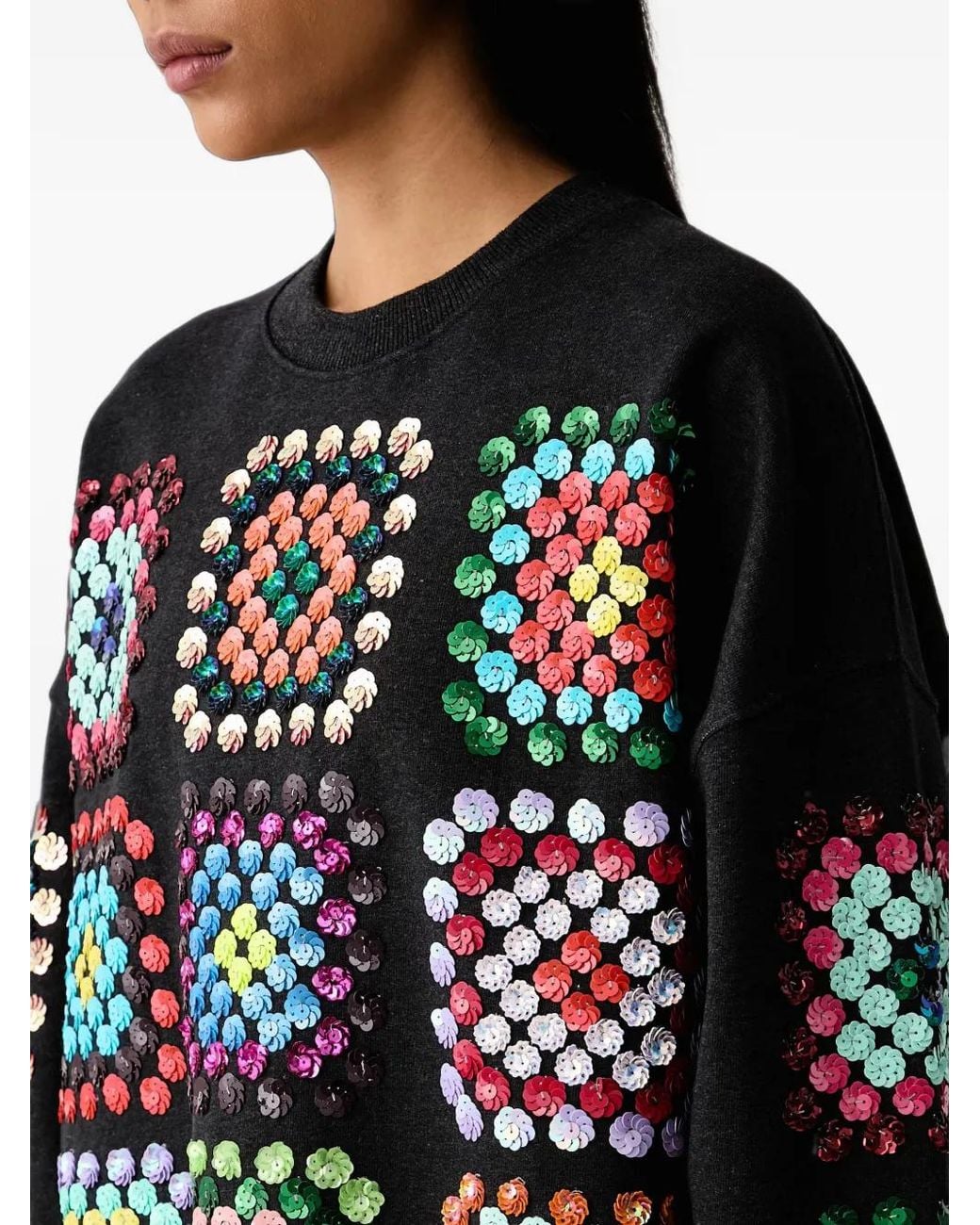 Essentiel Antwerp Black Sequin-Embellished Sweatshirt