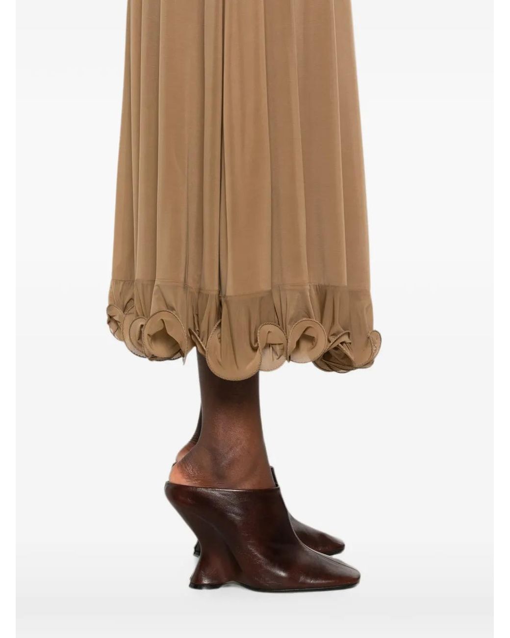 Moschino Natural Gathered Ruffle Skirt With Elasticated Waistband