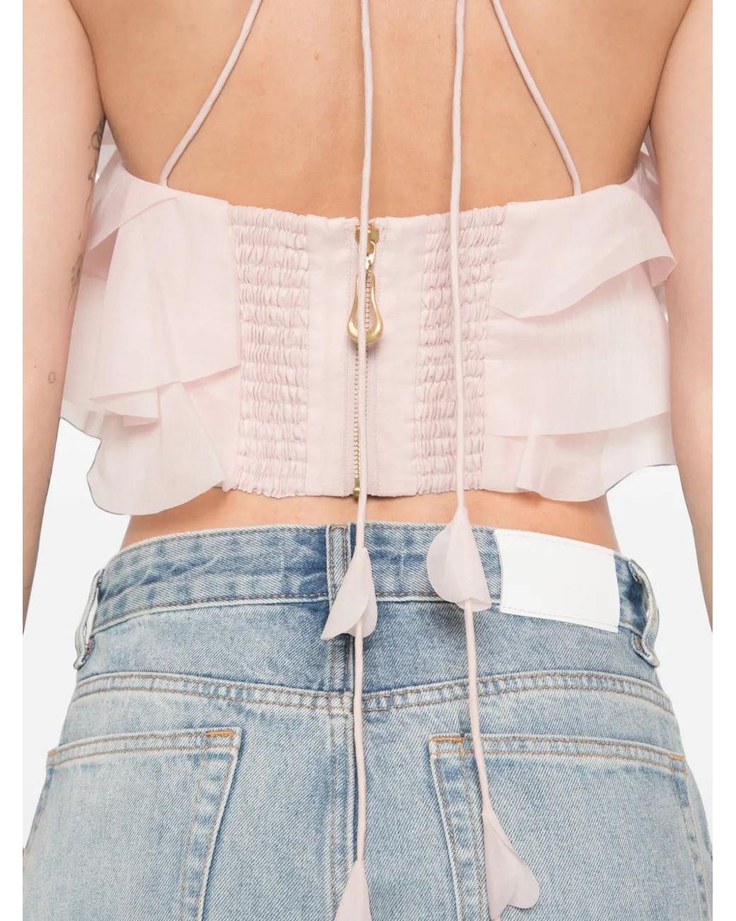Aje. Pink Villa Ruffled Floral-Appliqué Top