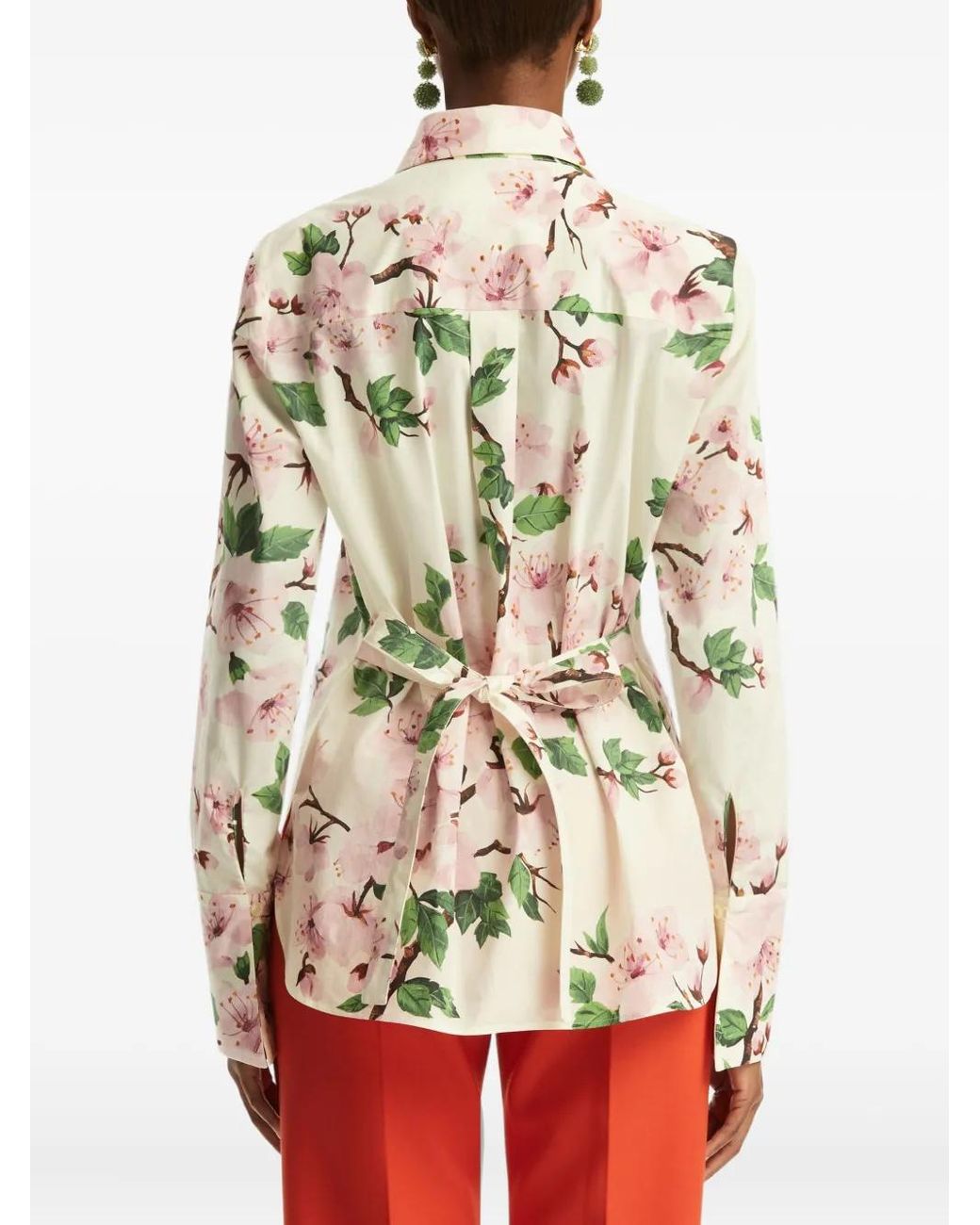 Oscar de la Renta White Printed Poplin Shirt