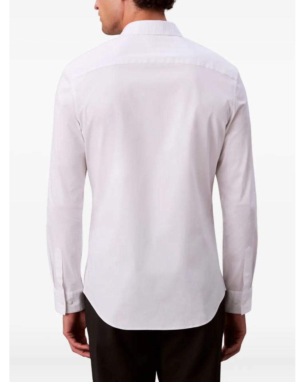 Calvin Klein White Long-Sleeved Cotton Shirt for men