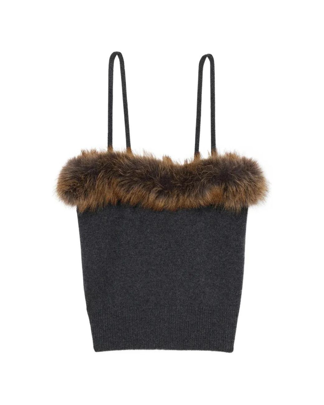Marc Jacobs Black Faux Fur Lined Knit Tank
