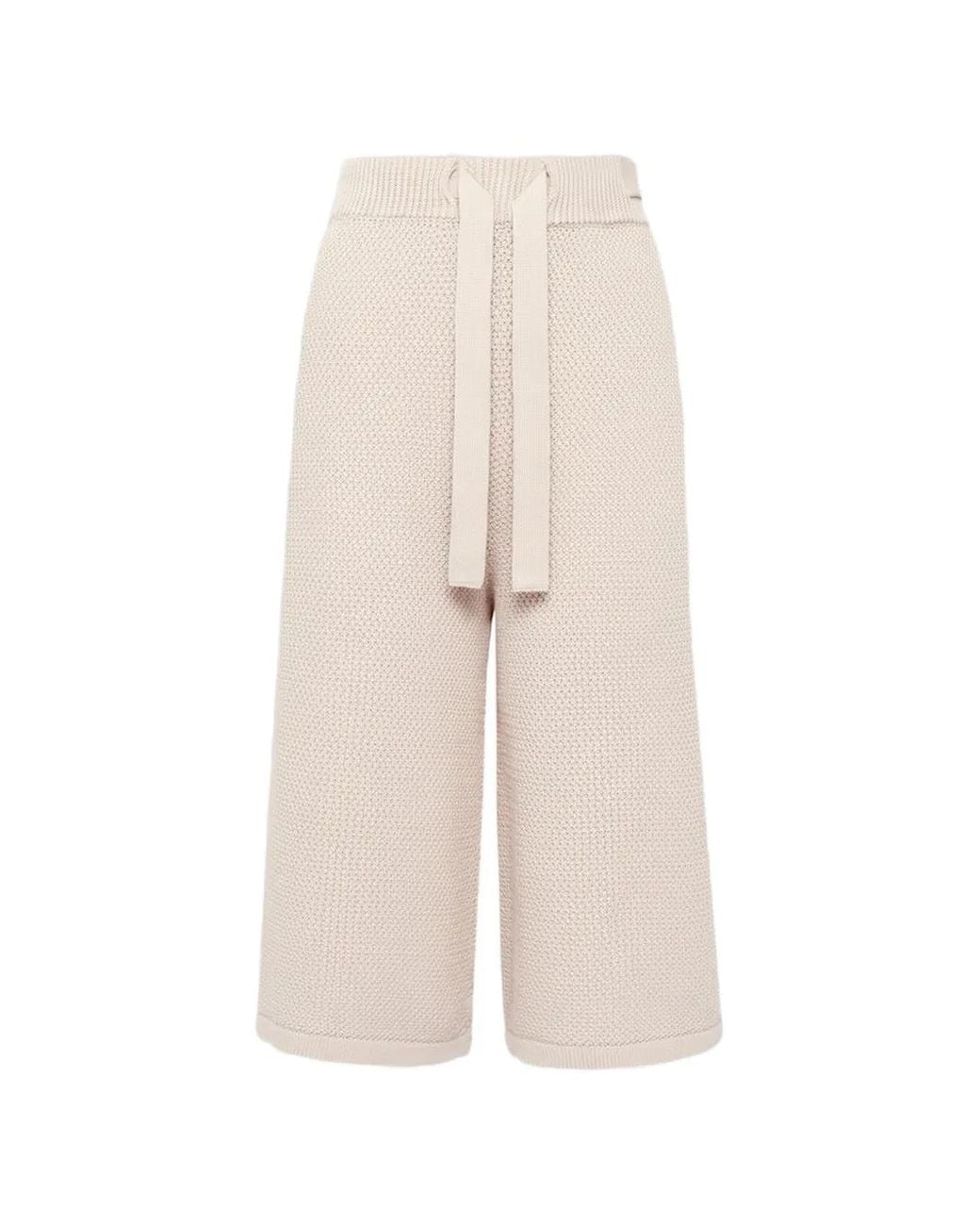 Laneus White Knitted Knee-Length Shorts